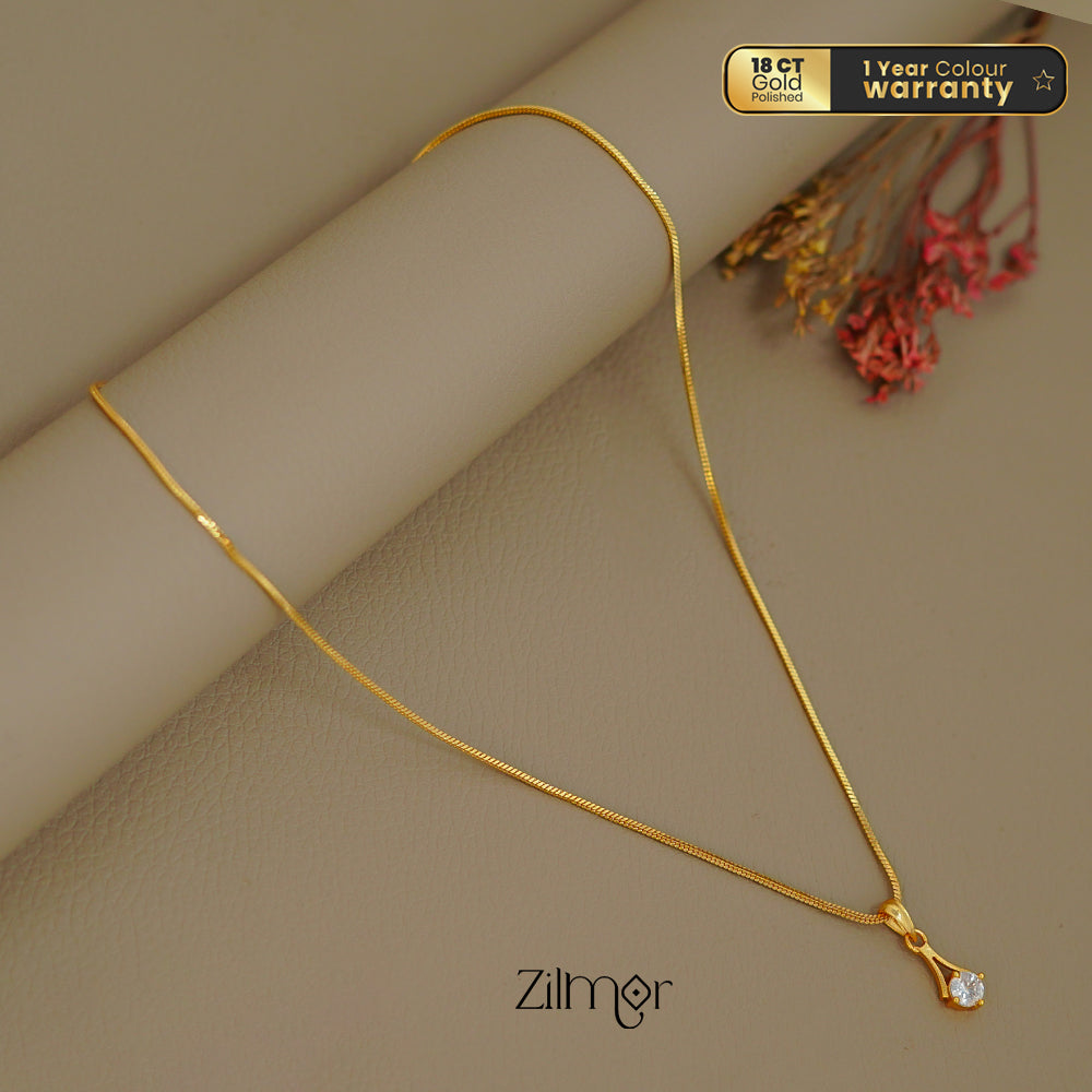 ZK1011402 -  Gold Tone AD Stone  Simple Necklace