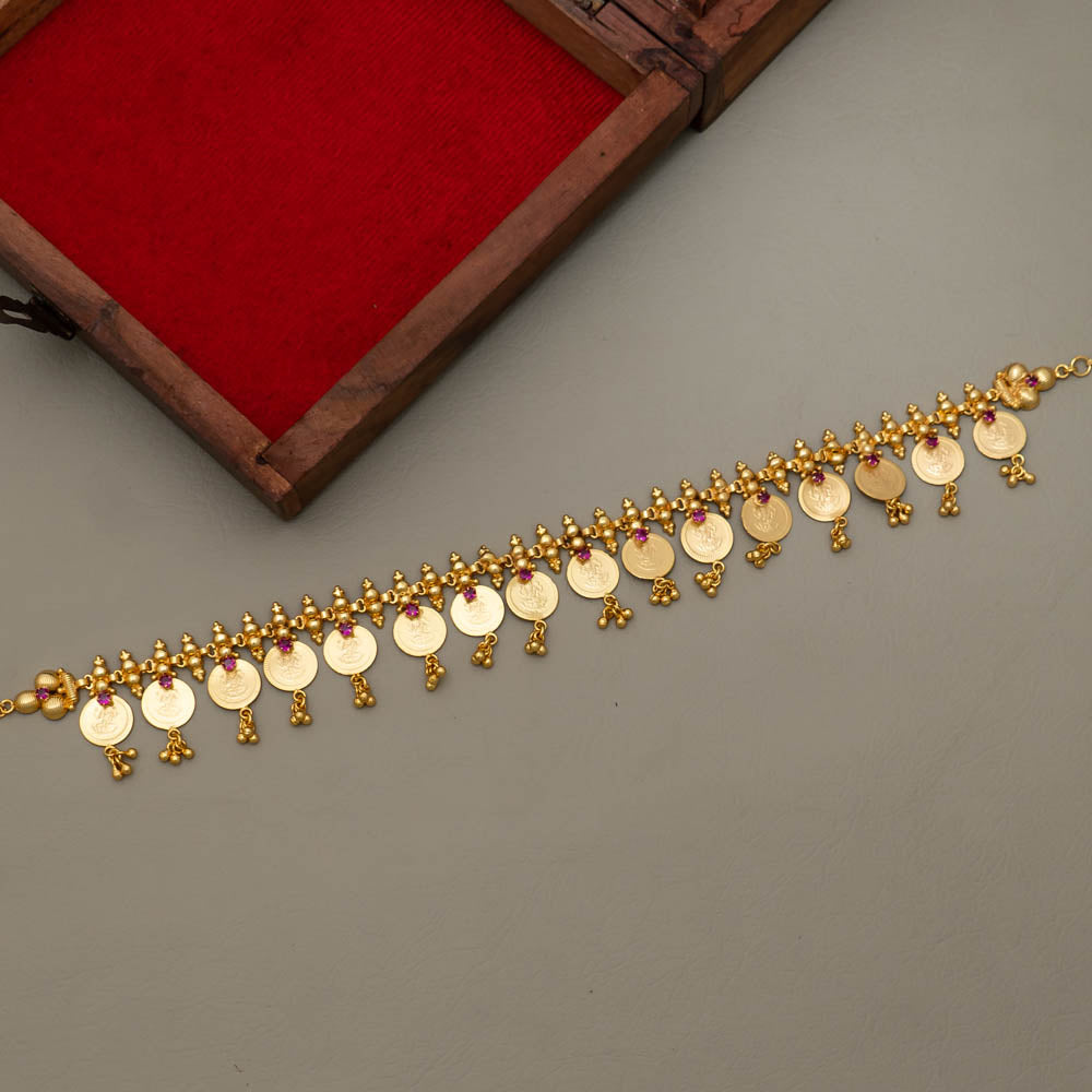 AG101504 - Gold tone Lakshmi coin Bridal Choker Necklace