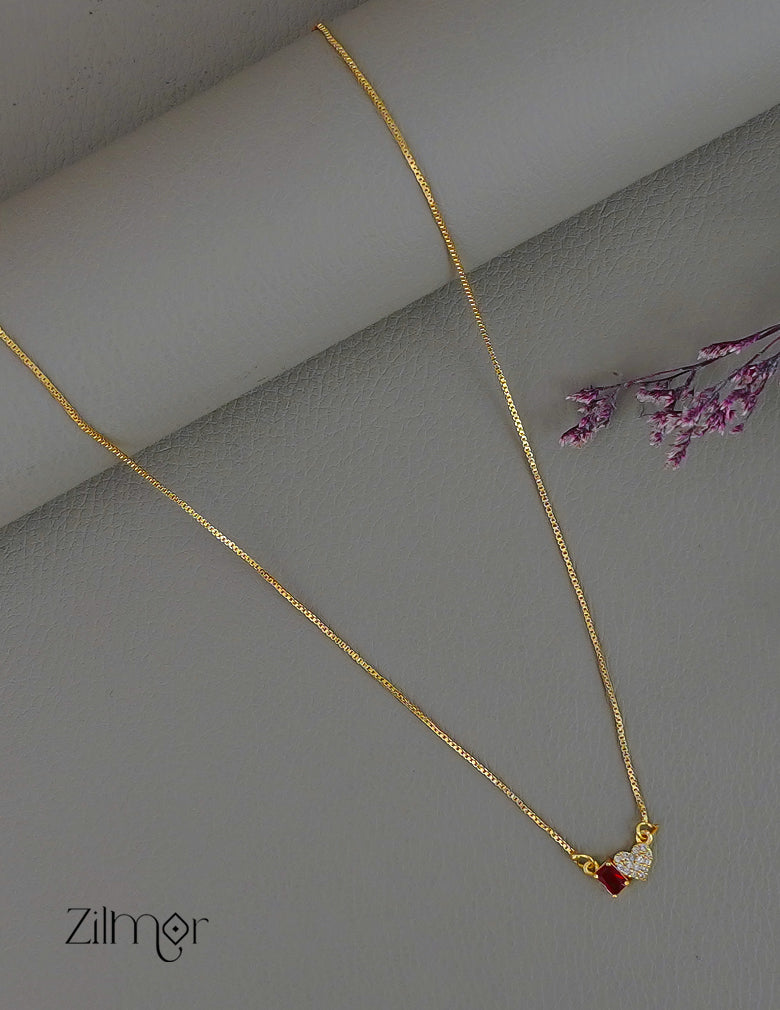 PP1011948-  Gold Tone AD Stone  Simple Necklace (color option)