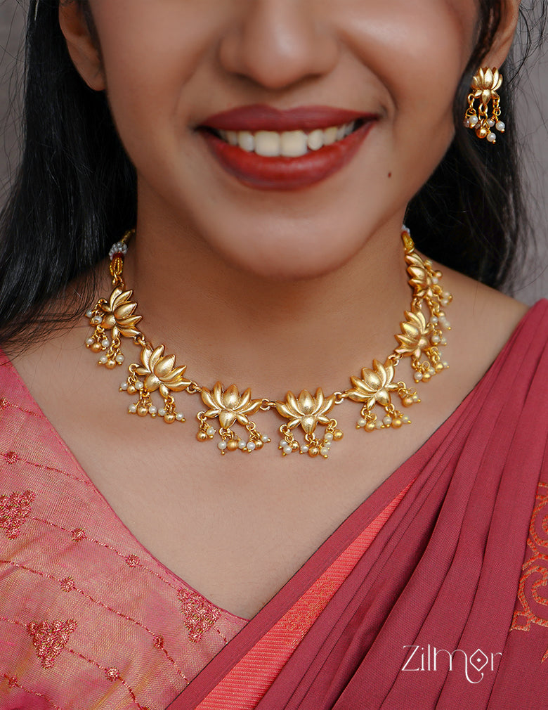 NV101693 - Lotus  Necklace Earrings set 2-Zilmor