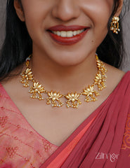NV101693 - Lotus  Necklace Earrings set 2-Zilmor