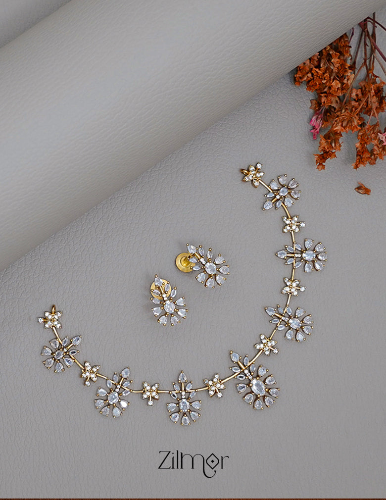 SN1011228 - AD Stone Necklace Earring Set 2-Zilmor