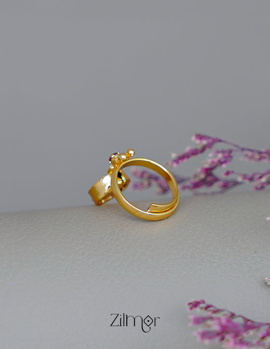 ZR1011931 - Gold Plated Adjustable Palakka Round Ring 2-Zilmor