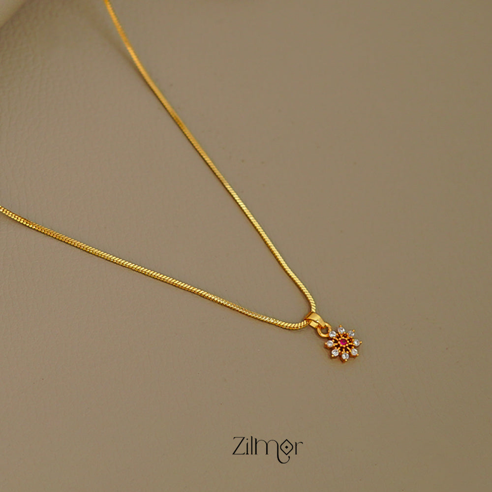 ZK1011391 -  Gold Tone AD Stone  Simple Necklace