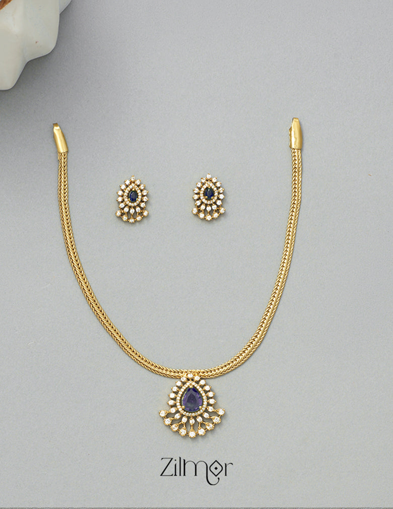 SN1011323 -  Premium Antique Traditional AD Pendant Short Necklace Earrings 3-Zilmor