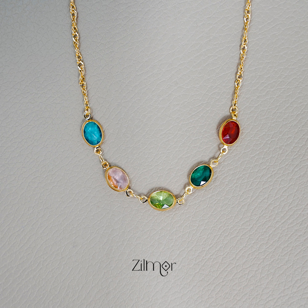 KY101993 - Simple Semi Precious Stone  Necklace