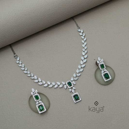 KL101380 - AD Necklace with matching Earrings