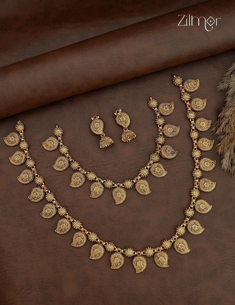 2 Antique Necklaces with Matching Earrings Combo  - AJ1012971