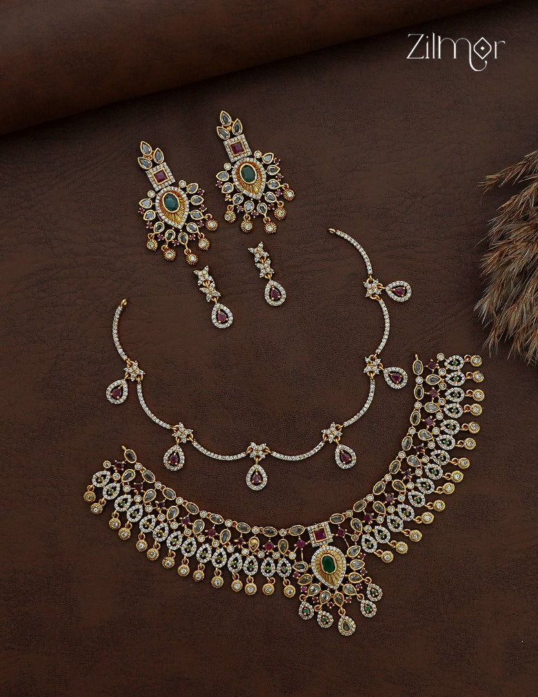 2 Antique Necklaces with Matching Earrings Combo - SC1012886