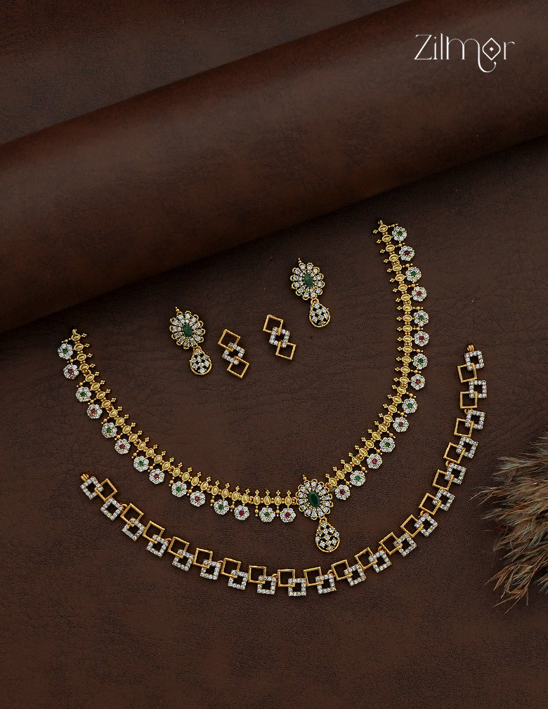 2 Antique Necklaces with Matching Earrings Combo - SC1012887