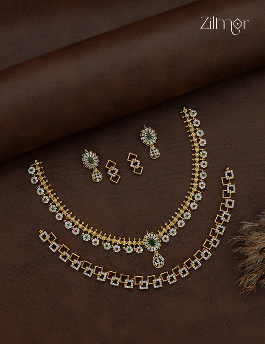 2 Antique Necklaces with Matching Earrings Combo - SC1012887