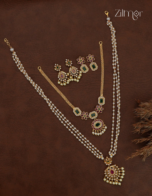 2 Antique Pearl  Necklaces  with Matching Earrings Combo - SC10127801
