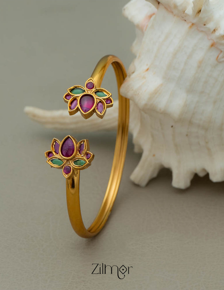 Gold Toned Lotus bangle  - BH10023 1-Zilmor