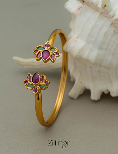 Gold Toned Lotus bangle  - BH10023 1-Zilmor