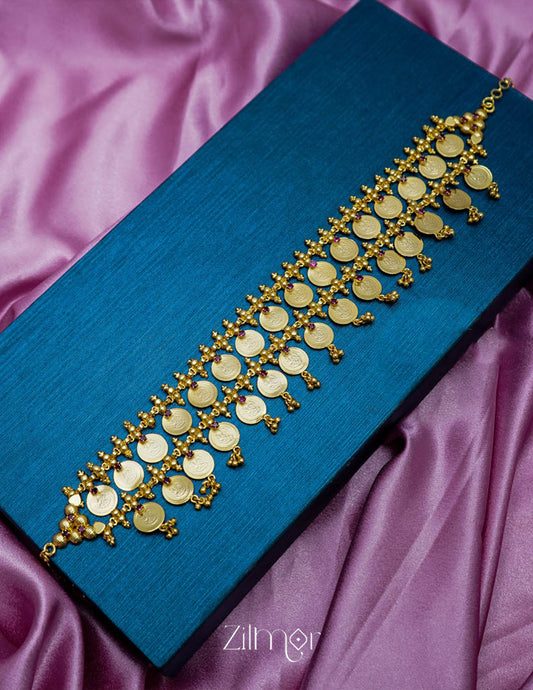 Gold tone Lakshmi coin Bridal choker necklace - AG100603