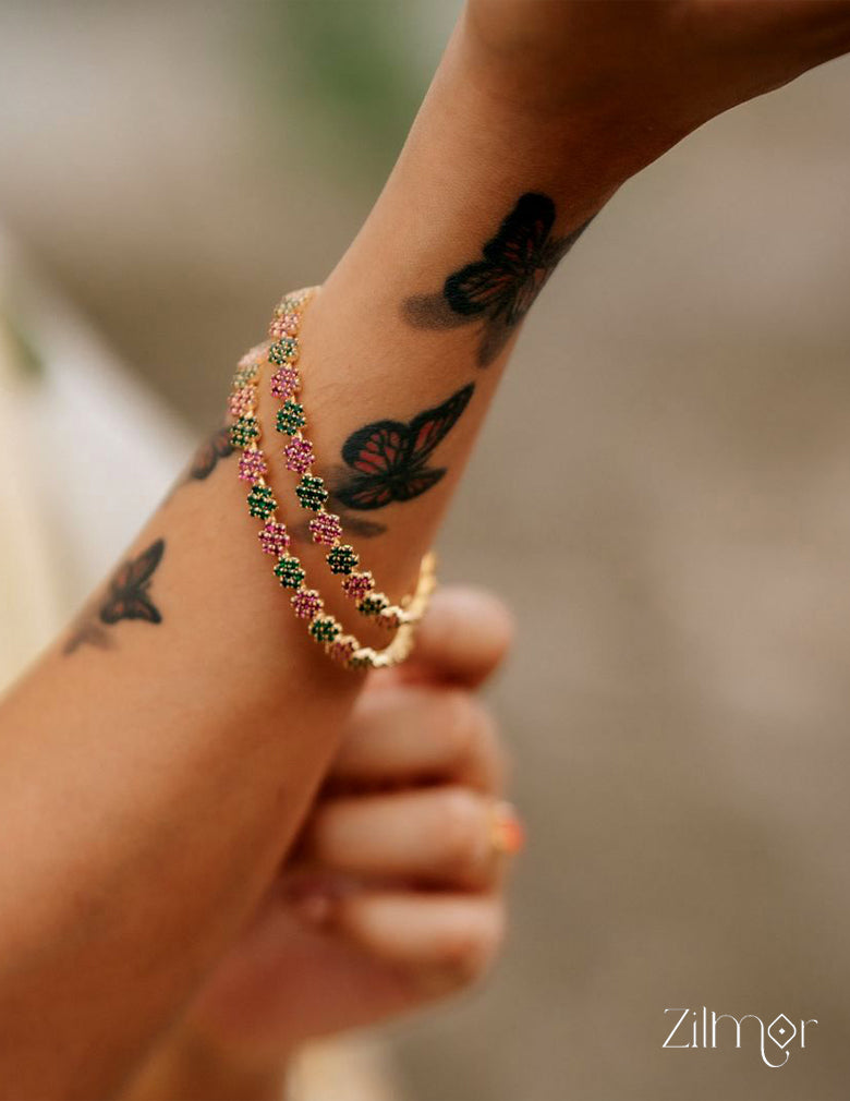 KF101633 - Gold Plated stone bangle (pair) 3-Zilmor