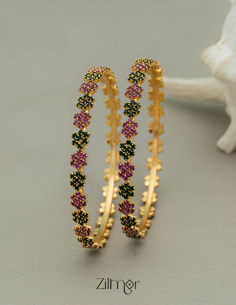 KF101633 - Gold Plated stone bangle (pair) 5-Zilmor