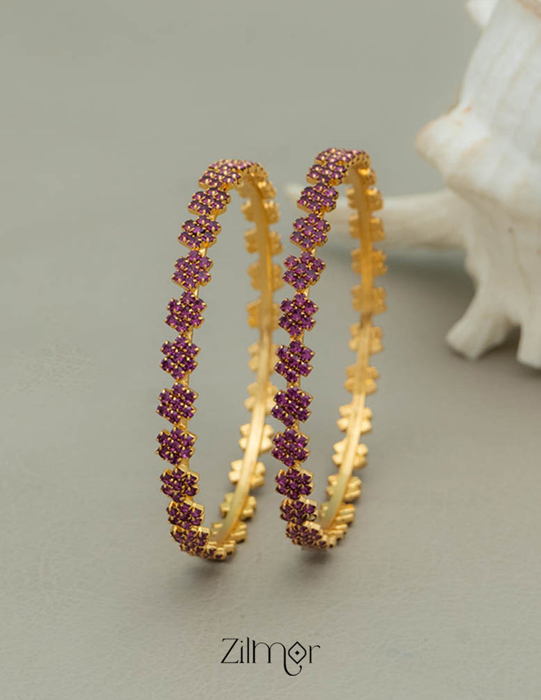 KF101633 - Gold Plated stone bangle (pair) 6-Zilmor