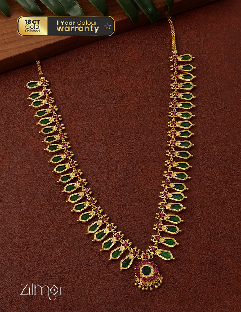 PP101148 - Gold tone Nagapadam Long Necklace Haram 3-Zilmor