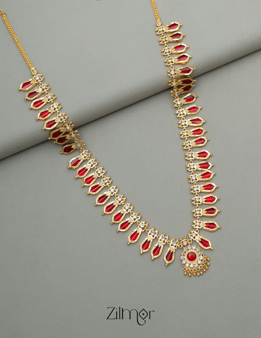 PP101148 - Gold tone Nagapadam Long Necklace Haram 2-Zilmor