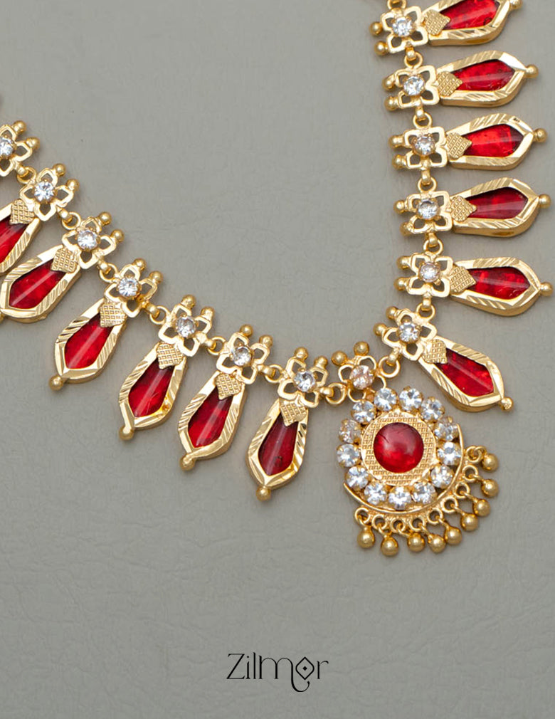 PP101148 - Gold tone Nagapadam Long Necklace Haram 4-Zilmor