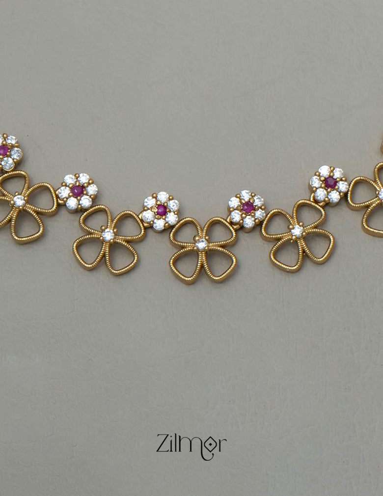 SN101783 - AD Stone Choker Necklace Earrings Set 2-Zilmor