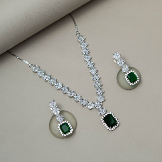 KL101512 - AD Necklace with matching Earrings  (color option)