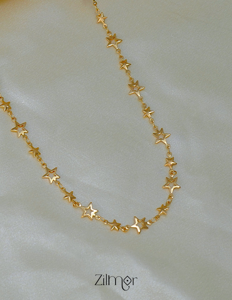 KT1011692- Gold toned Simple Star Chain Necklace 2-Zilmor