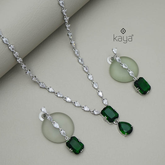 KH101330 - AD Stone Necklace with matching Earrings.