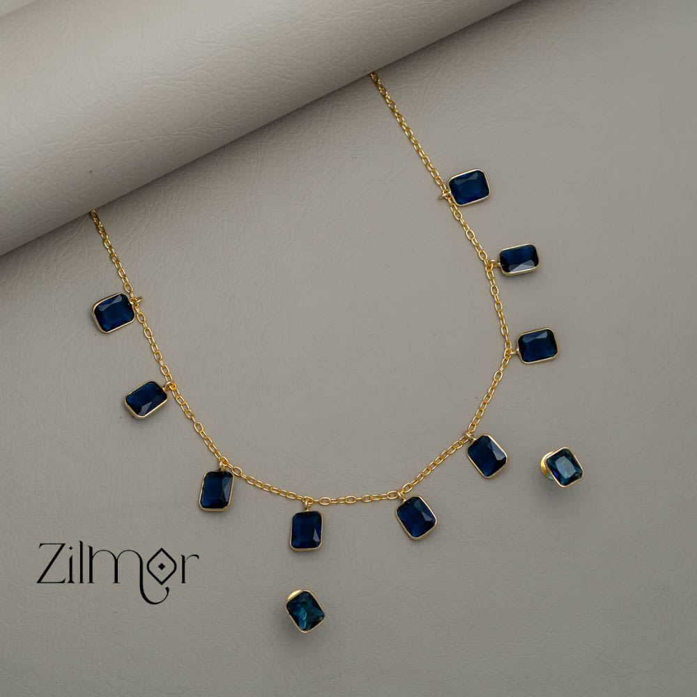 Simple Sufi Stone Necklace Earrings Set (color option) - AS100738