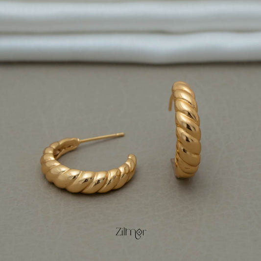 PE101830 -Gold tone Geometrical Hoop Earrings