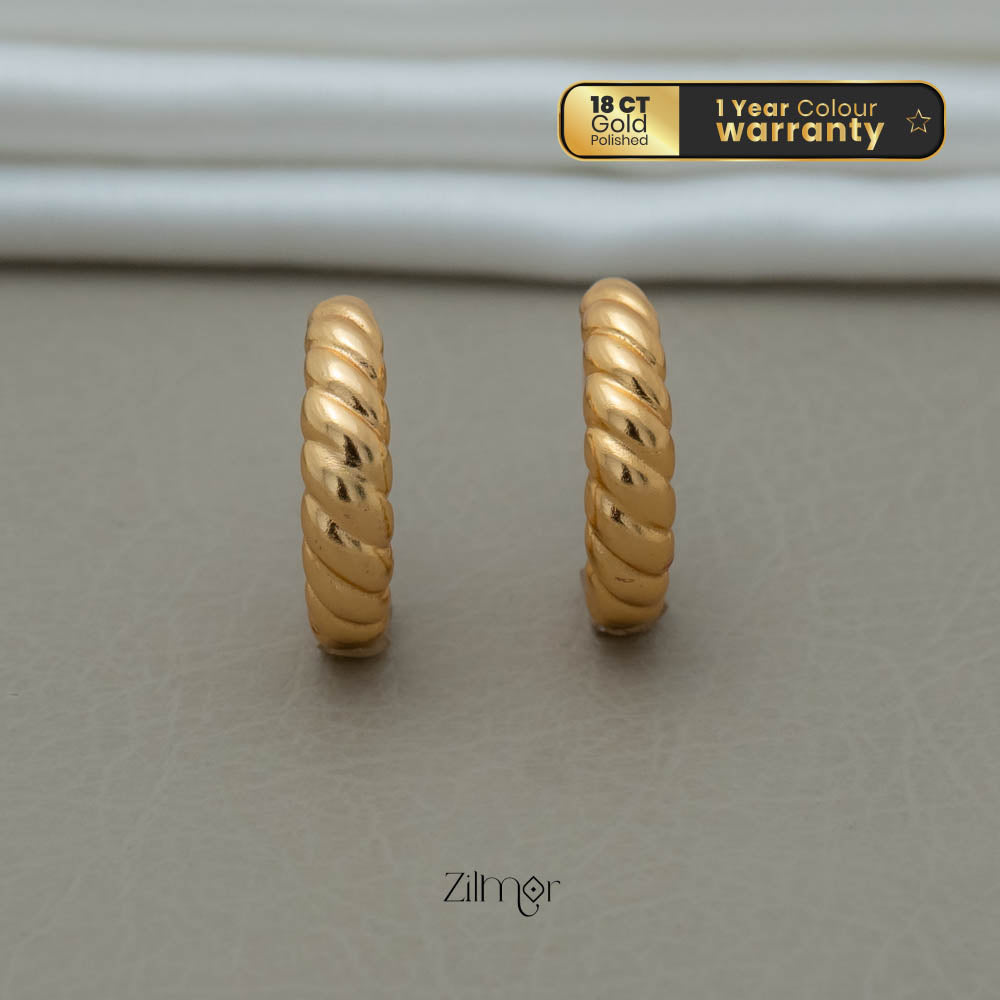 PE101830 -Gold tone Geometrical Hoop Earrings