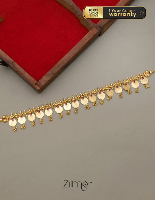 AG101504 - Gold tone Lakshmi coin Bridal Choker Necklace