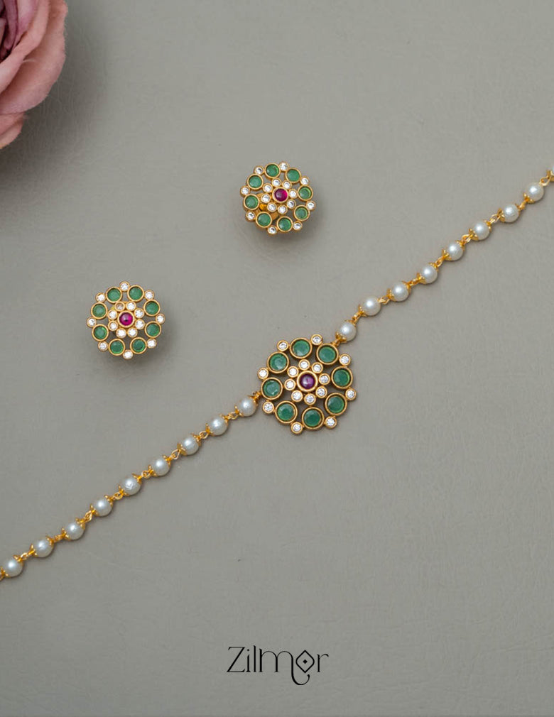 SN101794 - Pearl Antique Necklace Earrings Set 4-Zilmor