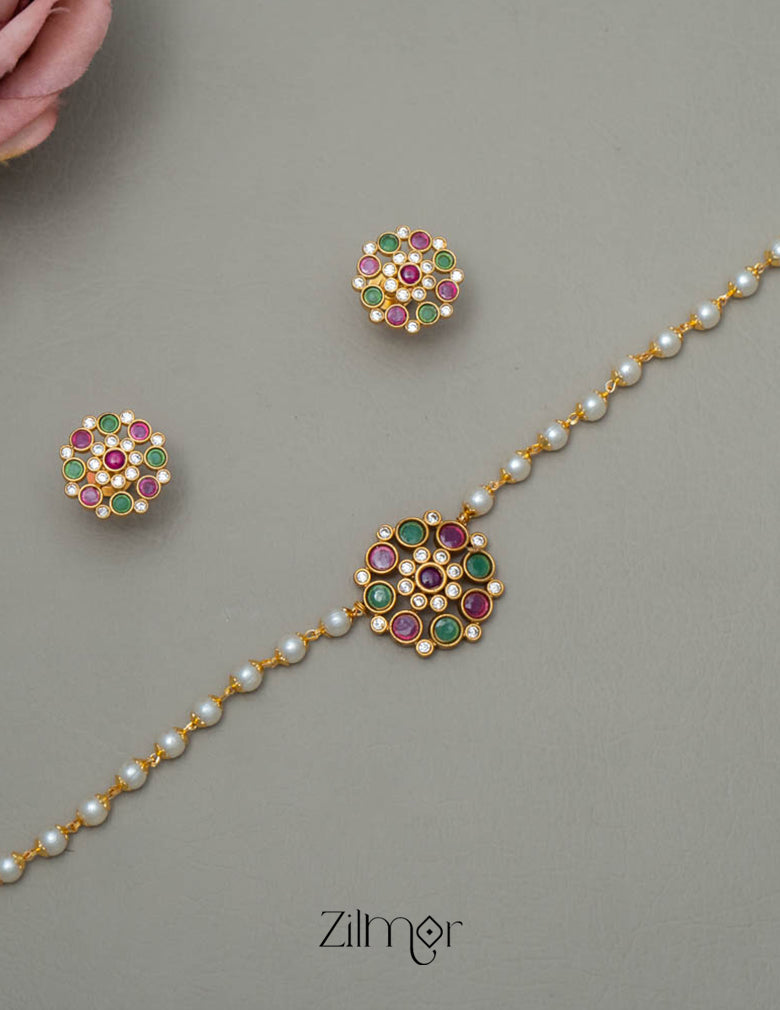 SN101794 - Pearl Antique Necklace Earrings Set 5-Zilmor
