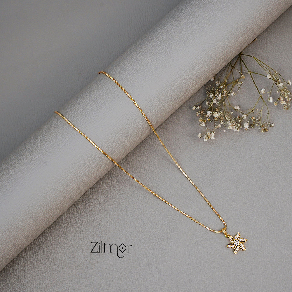 Gold toned Simple chain With Pendant (color option) -PE100628