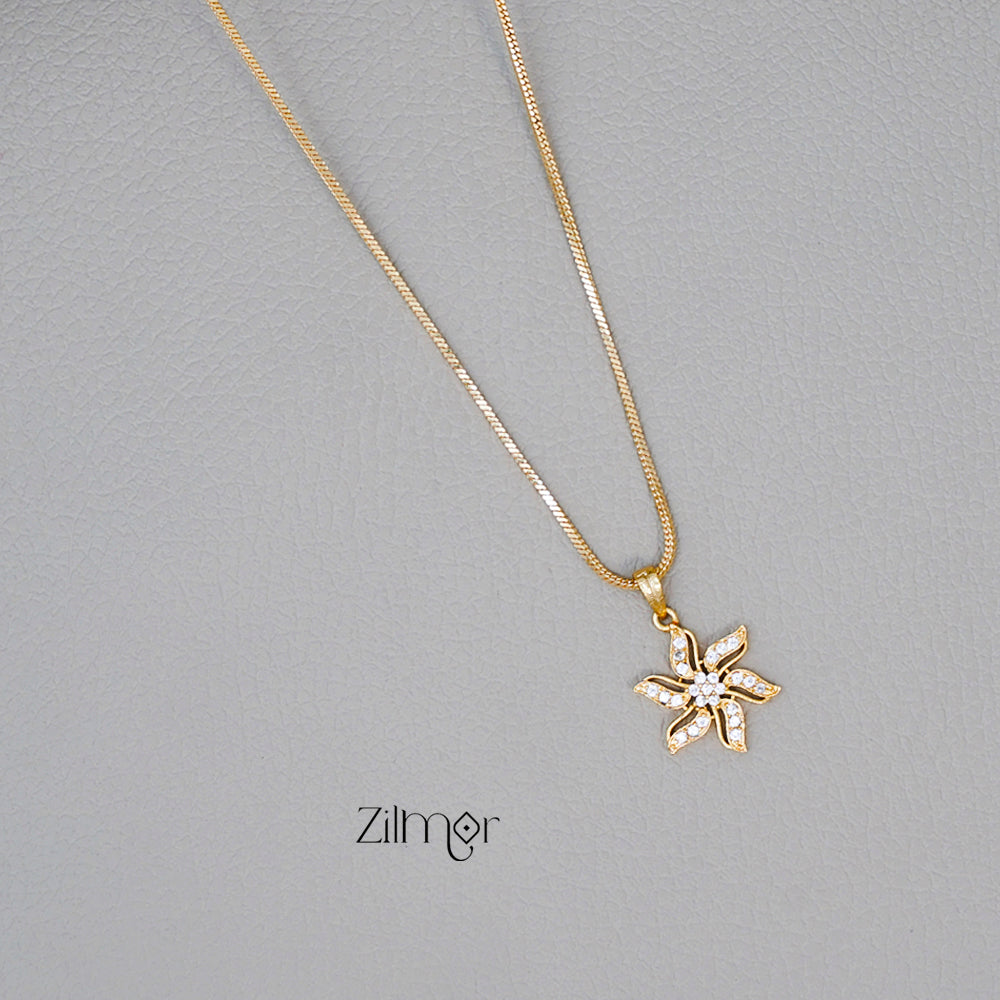 Gold toned Simple chain With Pendant (color option) -PE100628