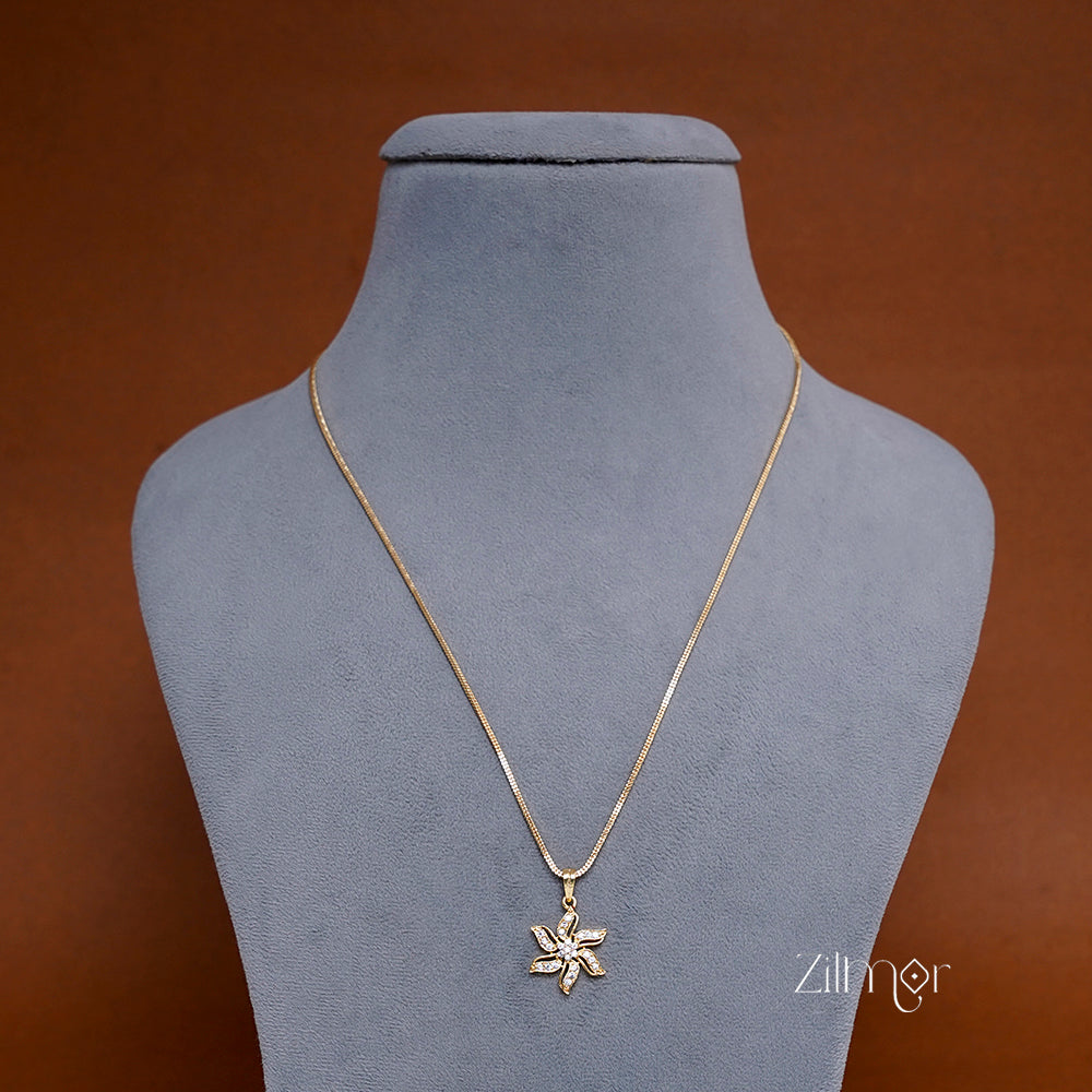 Gold toned Simple chain With Pendant (color option) -PE100628