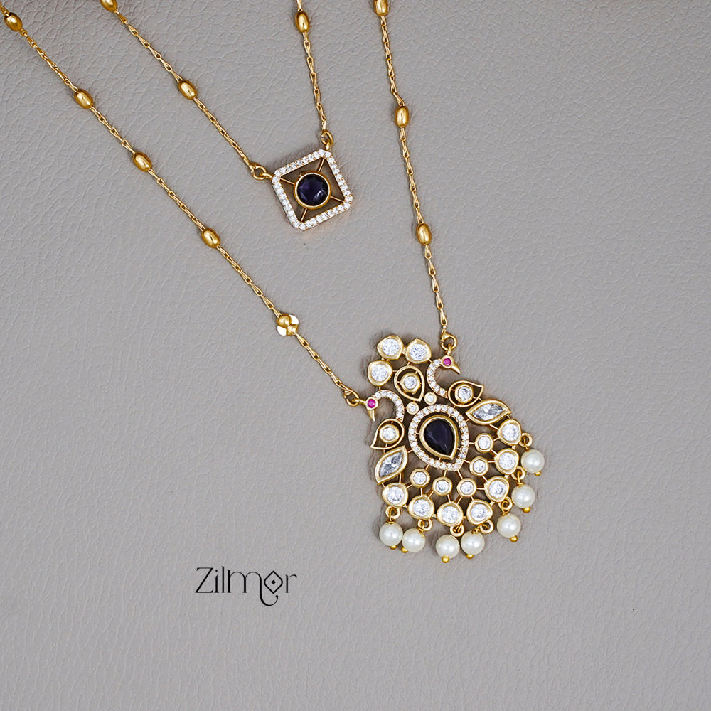 SN101785 - Premium Antique AD Stone Layer Necklace with Earrings