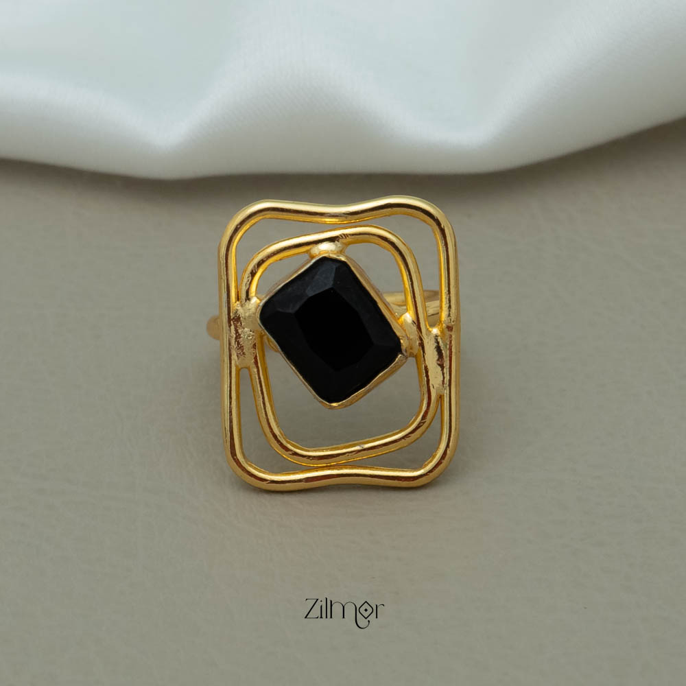 AS101138 - Rectangular Shape Golden Ring (color option)
