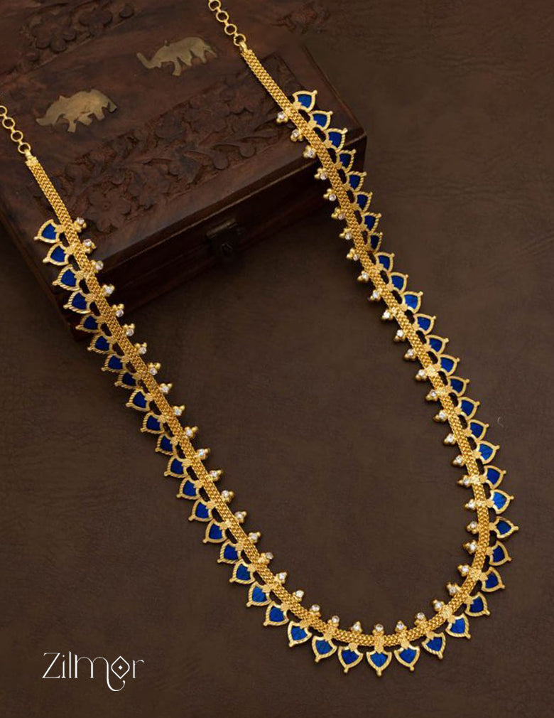 Gold tone Long palakka Haram Necklace (color option) 3-Zilmor