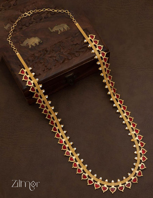 Gold tone Long palakka Haram Necklace (color option)