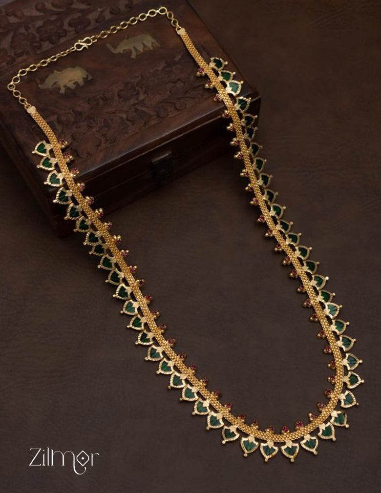 Gold tone Long palakka Haram Necklace (color option) 2-Zilmor