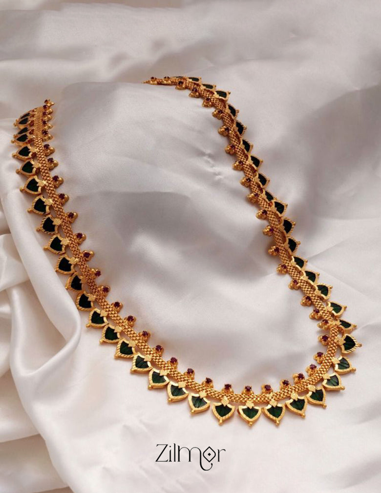 Gold tone Long palakka Haram Necklace (color option) 4-Zilmor