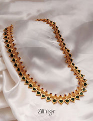 Gold tone Long palakka Haram Necklace (color option) 4-Zilmor