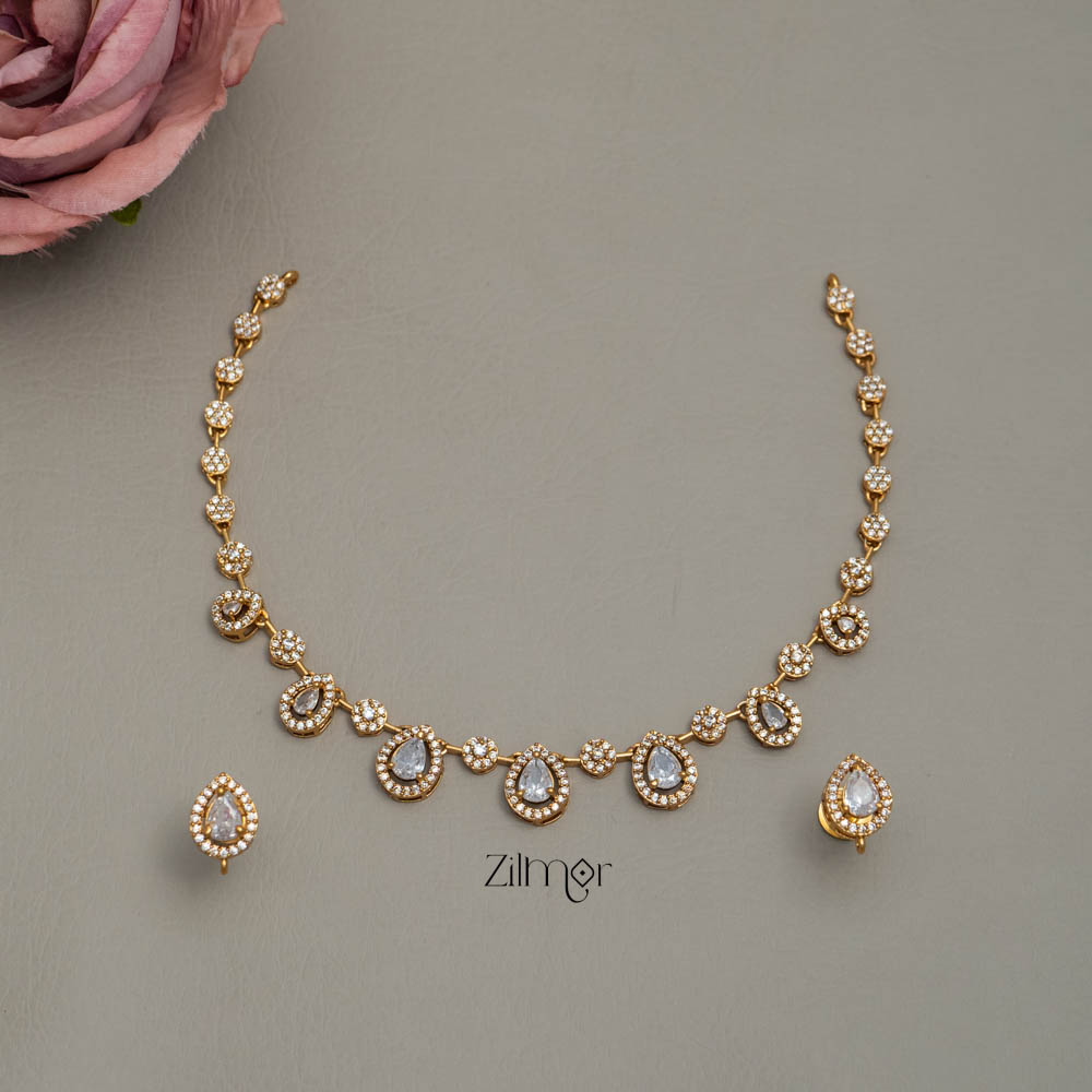 SN101706 - AD Stone Necklace  with Earring set