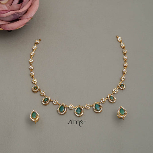 SN101706 - AD Stone Necklace with Earring set