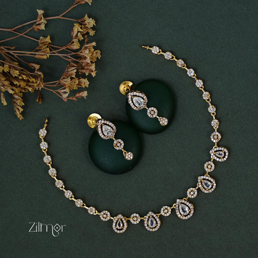 SN101945- AD Stone Necklace Earrings Set