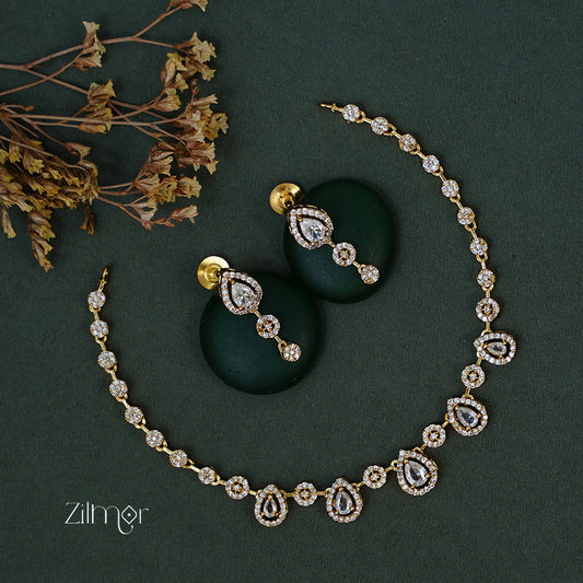 SN101945- AD Stone Necklace Earrings Set