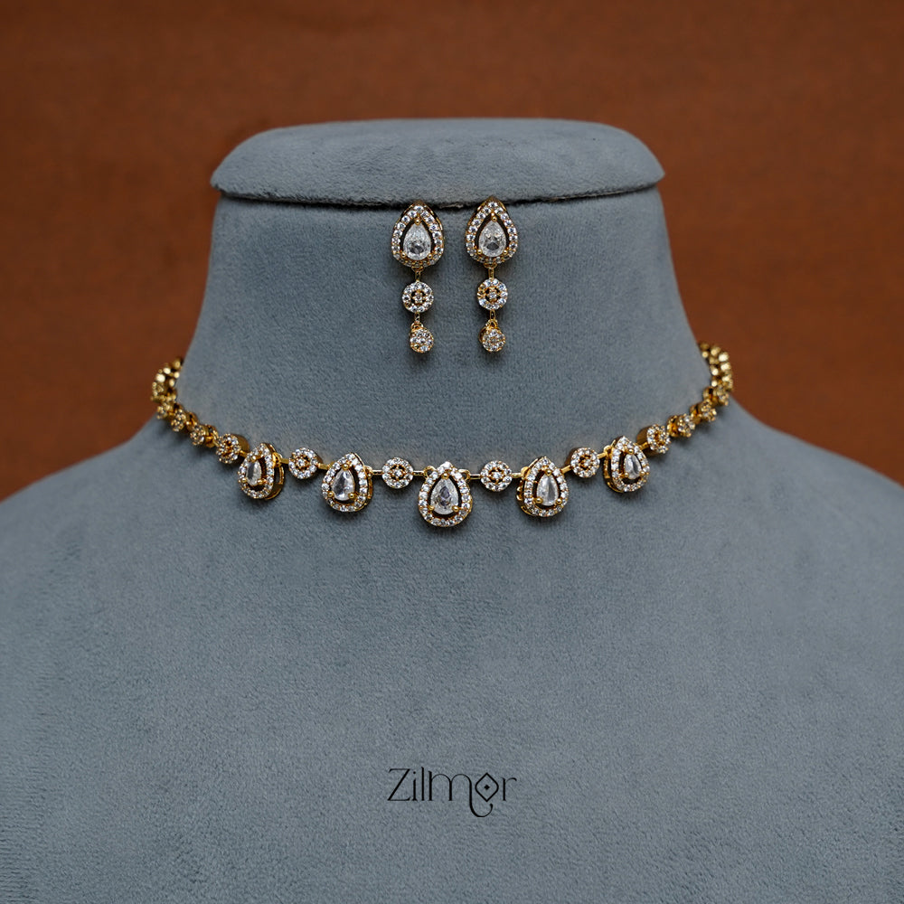 SN101945- AD Stone Necklace Earrings Set